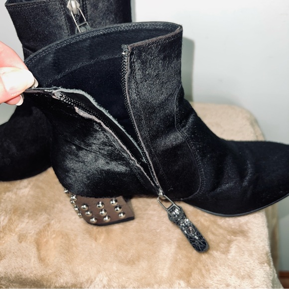 Gioseppo Black Haircalf Ankle  Boots w/ Studded Heel - Slouchy Silhouette - EU37 - Picture 8 of 10